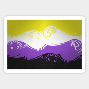 Fancy Swooped and Swirled Non-Binary Pride Flag Background Magnet